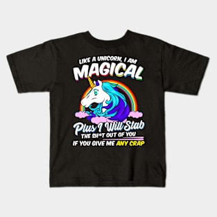 Unicorn Magical Funny Quotes Adult Humor Kids T-Shirt